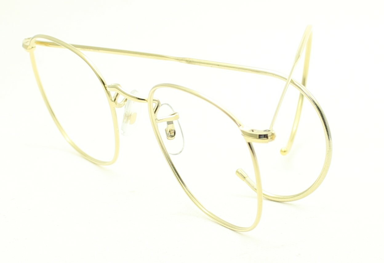 SAVILE ROW ENGLAND Gold 48x20mm PANTO Quadra RX Optical Eyeglasses Frames - NOS