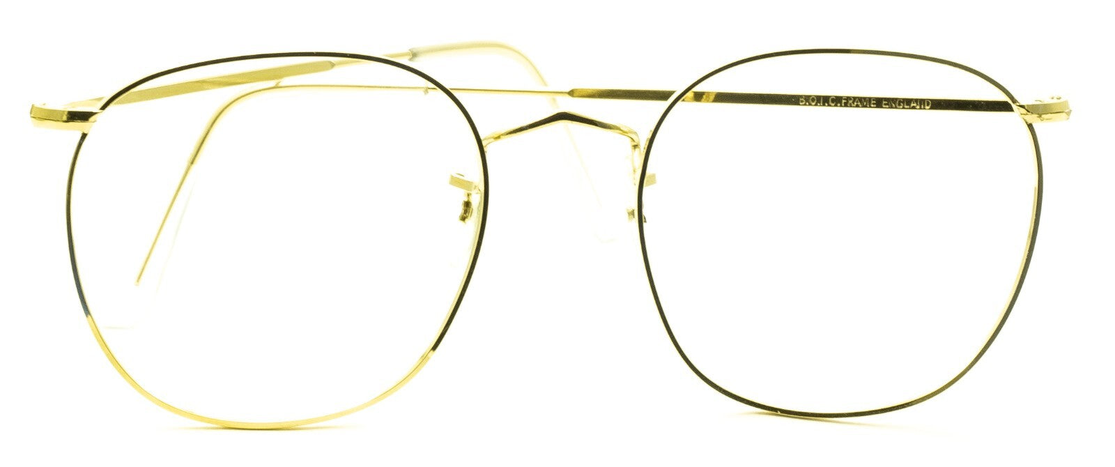 B.O.I.C. (SAVILE ROW) ENGLAND Gold 54x20mm PANTO Quadra RX Optical EyeglassesNOS