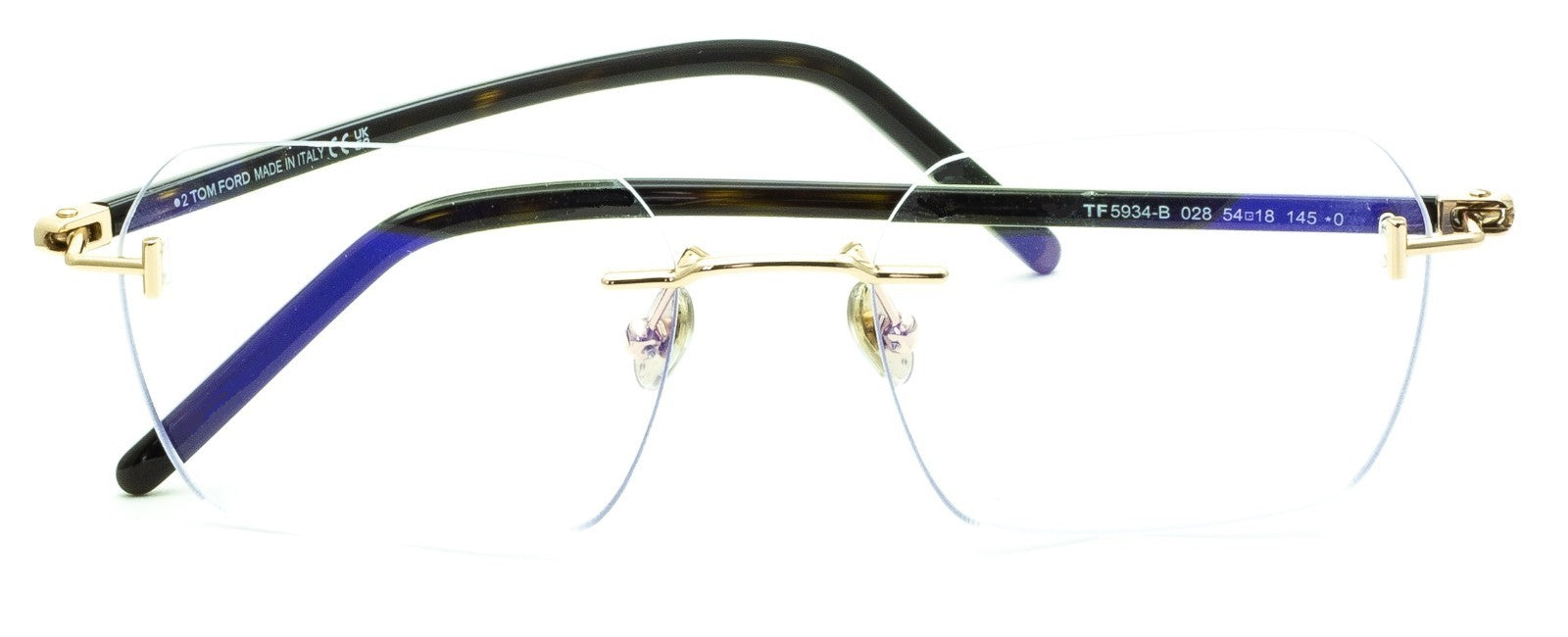 TOM FORD TF5934-B 028 54mm Blue Block Glasses Frames Eyewear RX - New BNIB Italy