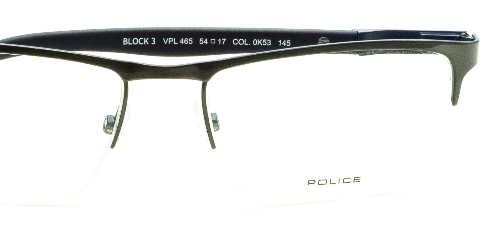 POLICE BLOCK 3 VPL465 COL. 0K53 54mm Eyewear FRAMES RX Optical - New BNIB Italy