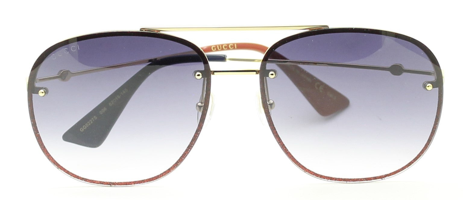 GUCCI GG 0227S 006 62mm Pilot Sunglasses Shades Eyewear Frames - New Japan