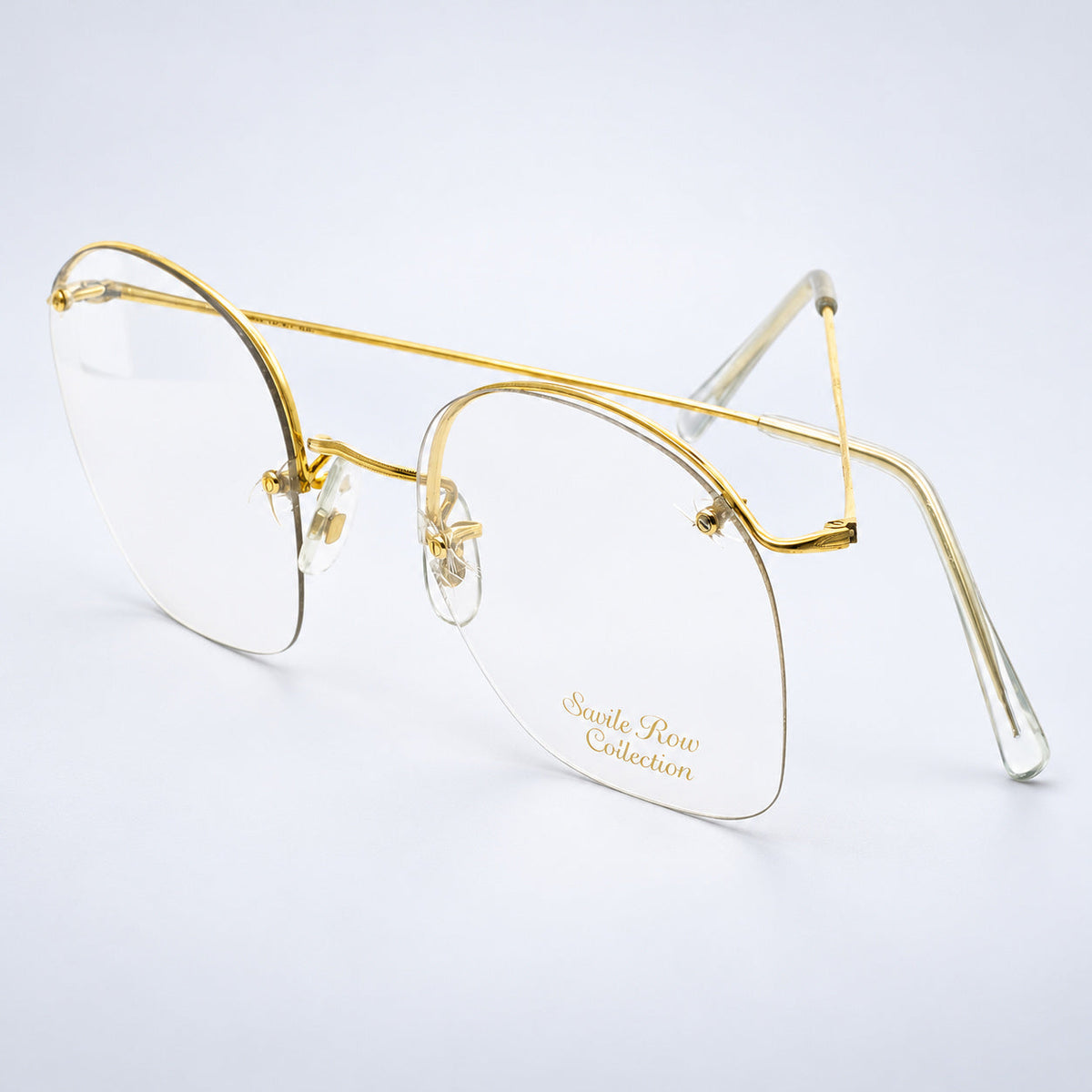 SAVILE ROW ENGLAND Rimway Gold 52x17mm Eyewear FRAMES RX Optical Eyeglasses -NOS