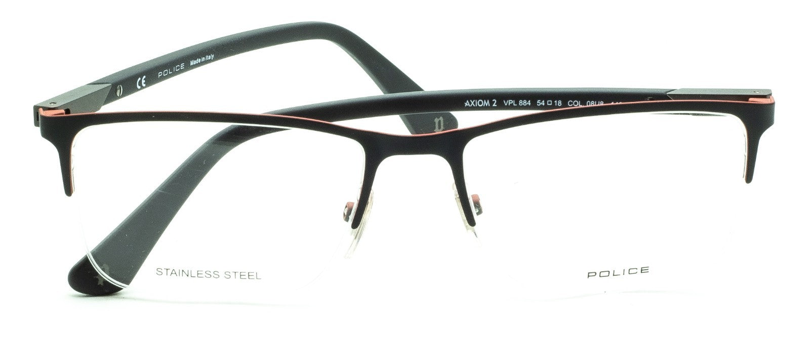 POLICE AXIOM 2 VPL884 COL. 08U8 54mm Eyewear FRAMES RX Optical - New BNIB Italy