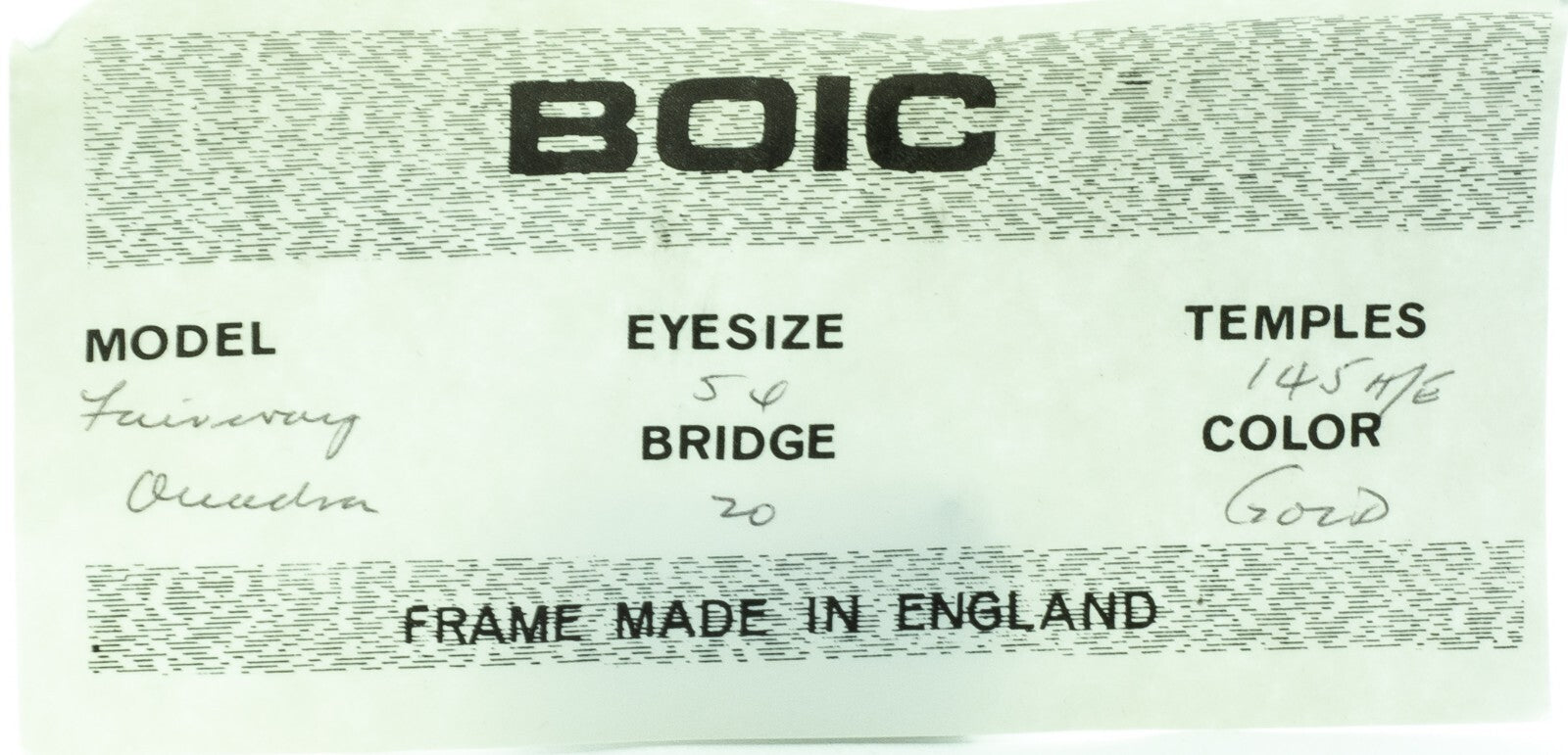 B.O.I.C. (SAVILE ROW) ENGLAND Gold 54x20mm PANTO Quadra RX Optical EyeglassesNOS