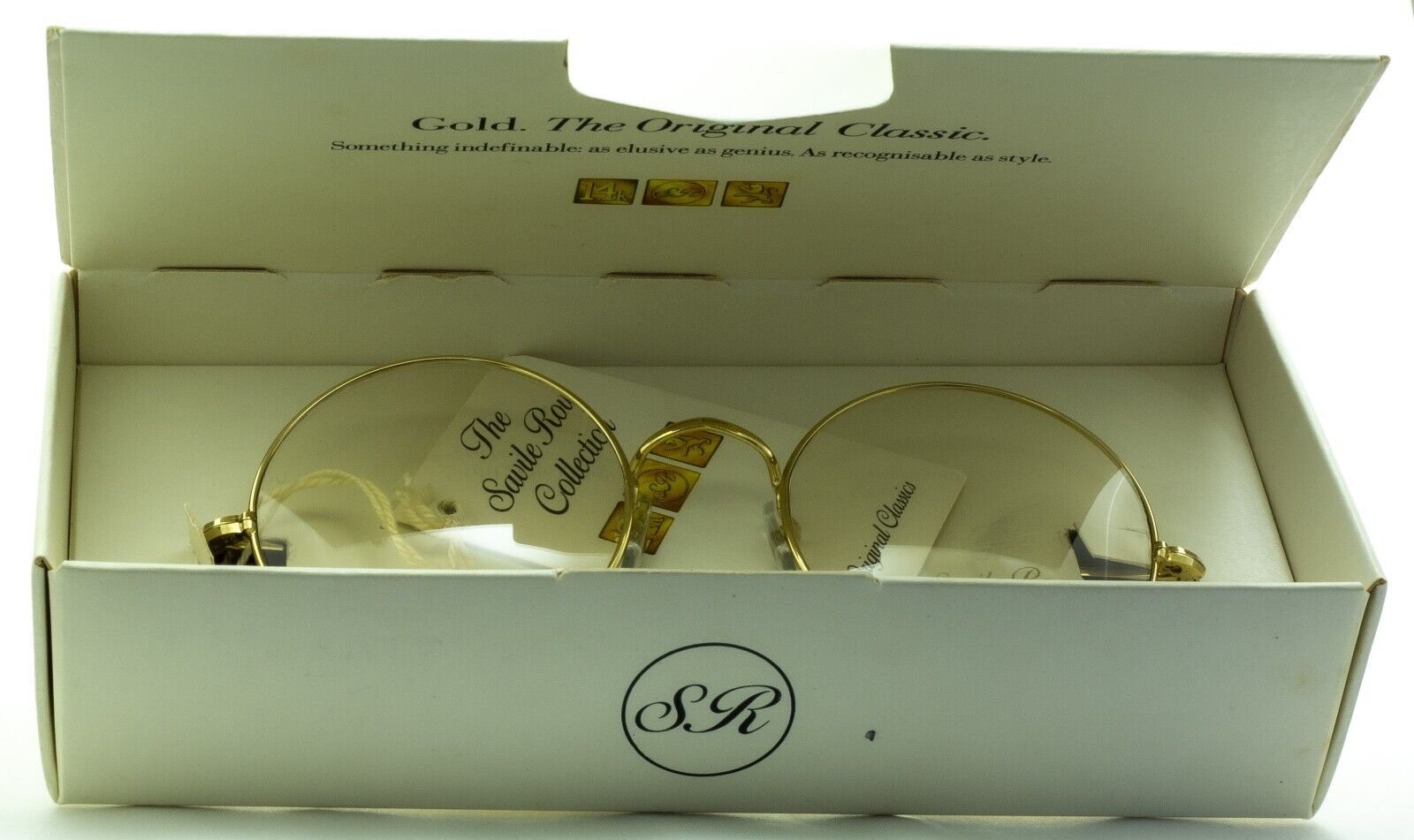 SAVILE ROW England Gold 49x20mm Round Eyewear FRAMES Eyeglasses Optical Glasses