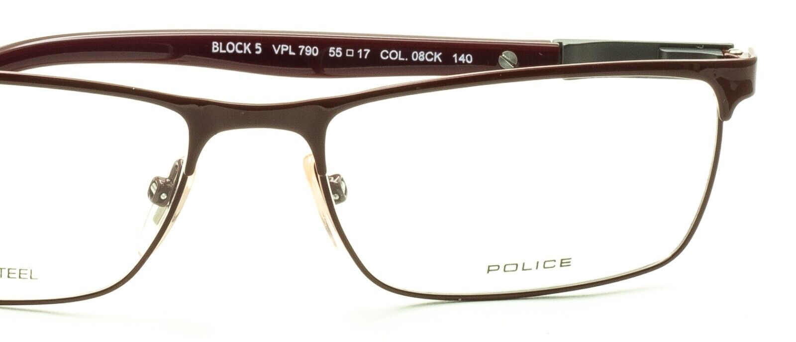 POLICE BLOCK 5 VPL790 COL.08CK 55mm Eyewear FRAMES RX Optical Eyeglasses - New