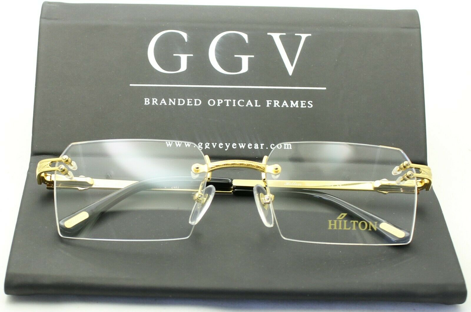 Hilton Eyewear Vintage Monaco 305R 2 24KT 56x19mm FRAMES RX Optical Glasses NOS