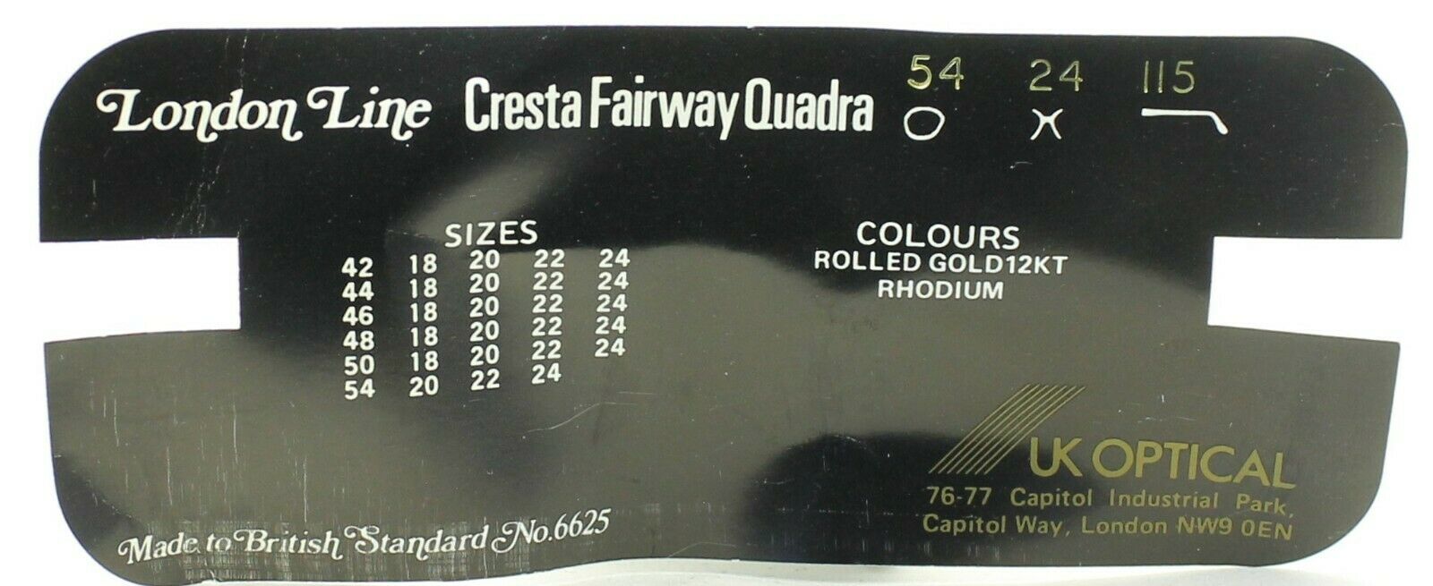 LONDON LINE (SAVILE ROW) Cresta Fairway Quadra 54x24mm Rhodium RX Optical - NOS