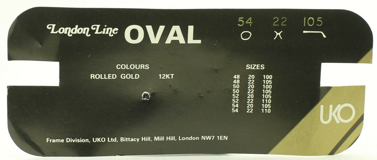 ALGHA London Line (SAVILE ROW) Gold Oval 54x22mm FRAMES RX Optical Glasses - NOS